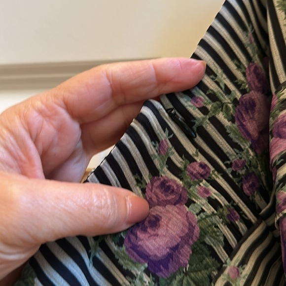 Anna Sui Silk Striped Floral Romper Sz12 - Picture 10 of 11